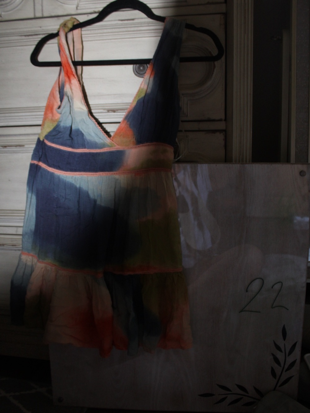 Tie-Dye V-Neck Sleeveless Women's dress in Multicolor